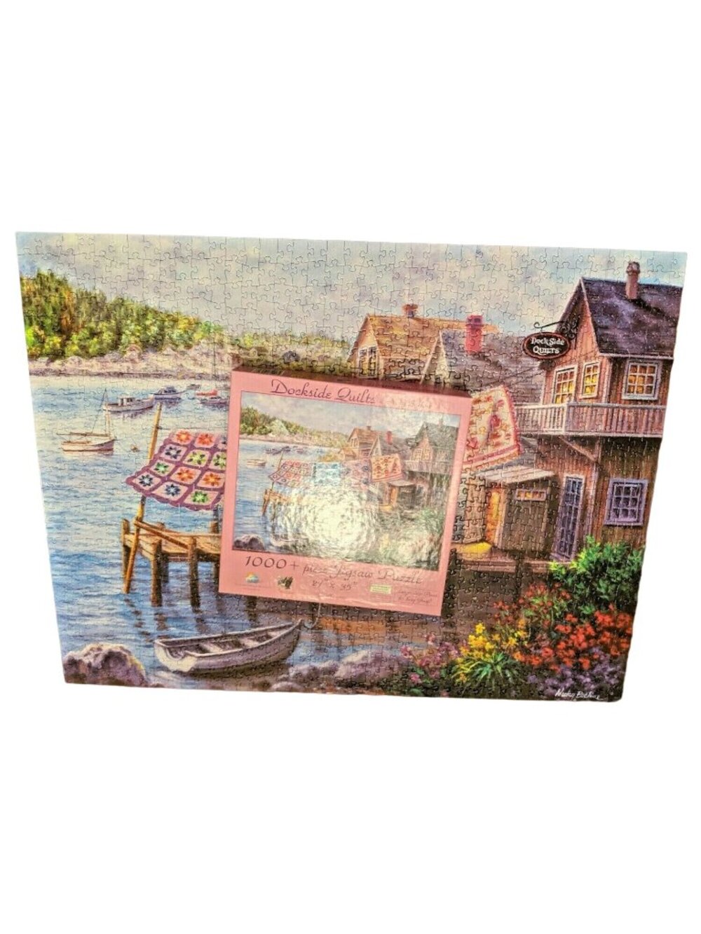 SunsOut Dockside Quilts by Nicky Boehme 1000 Piece Jigsaw Puzzle Complete - Picture 9 of 9